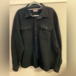 Wrangler Black Shacket Lightweight Fleece Shirt Jacket